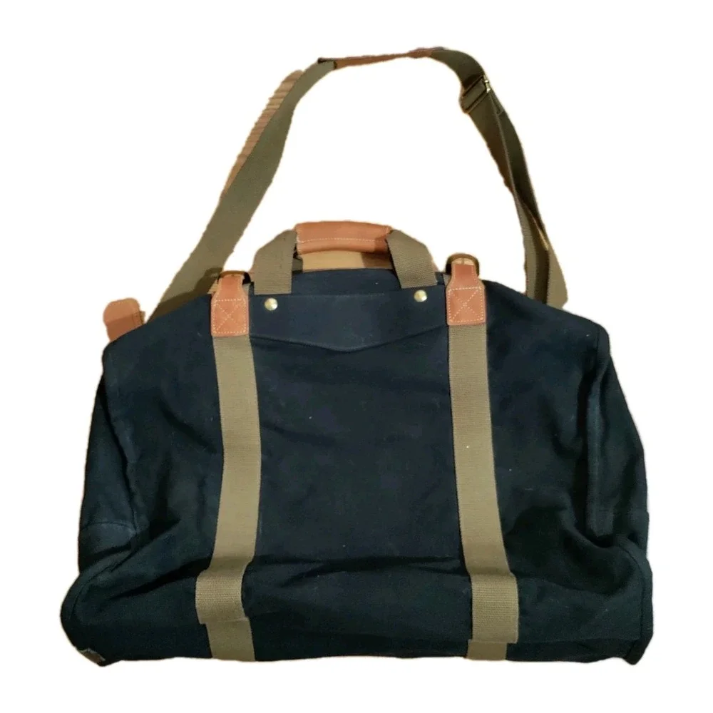 Dakota by Tumi Vintage Black Canvas Leather Trim Duffel Bag Travel Weekender